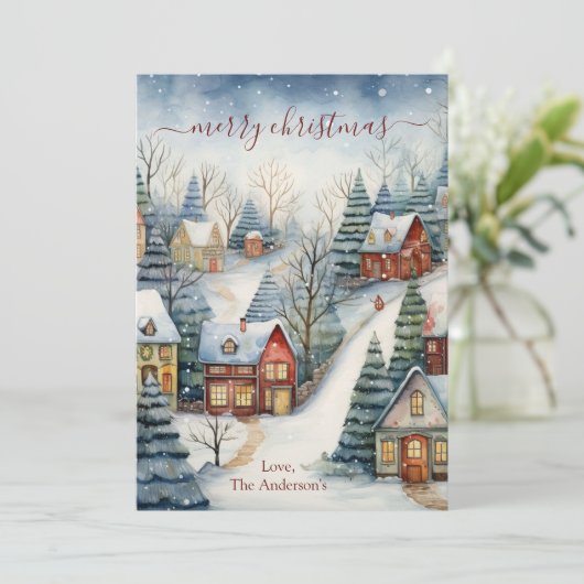 Vintage Häuser Winter Wunderbares Land Weihnachten (Stehend Vorderseite)