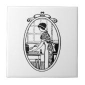 Vintage Hausfrau Backen Fliese (Vorderseite)