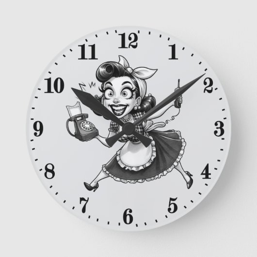Vintage Hausfrau Runde Wanduhr (Vorderseite)