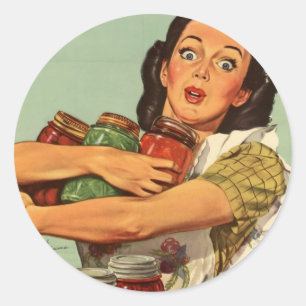 Vintage Hausfrau Runder Aufkleber