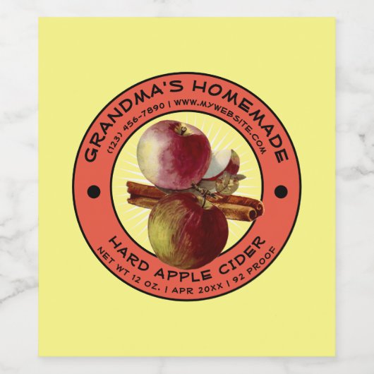 Vintage, hausgemachte Apfelwein-Vorlage Weinetikett (Einzelnes Label)