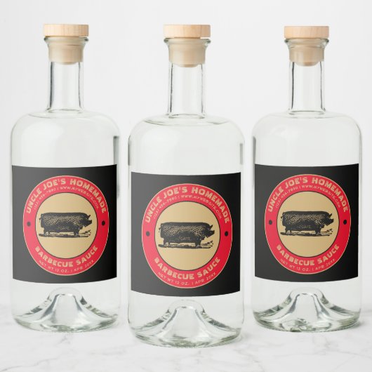 Vintage, hausgemachte Barbecue Sauce-Vorlage Alkoholflaschenetikett (Flaschen)