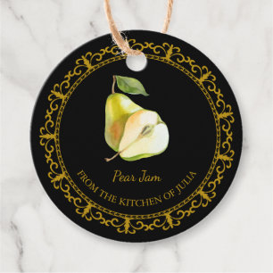 Vintage hausgemachte Birne Jam Hang Tag l Black Geschenkanhänger