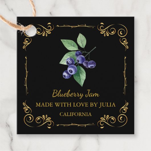 Vintage hausgemachte Blueberry Jam Square Hang Tag Geschenkanhänger (Vorderseite)