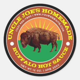 Vintage, hausgemachte Buffalo-Hot-Sauce-Label-Vorl Runder Aufkleber