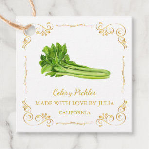 Vintage hausgemachte Celery Pickle Square Hang Tag Geschenkanhänger