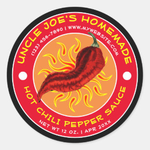 Vintage hausgemachte Hot Chili Pepper Sauce Runder Aufkleber