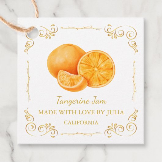 Vintage hausgemachte Mandarine Jam Square Hang Tag Geschenkanhänger (Vorderseite)