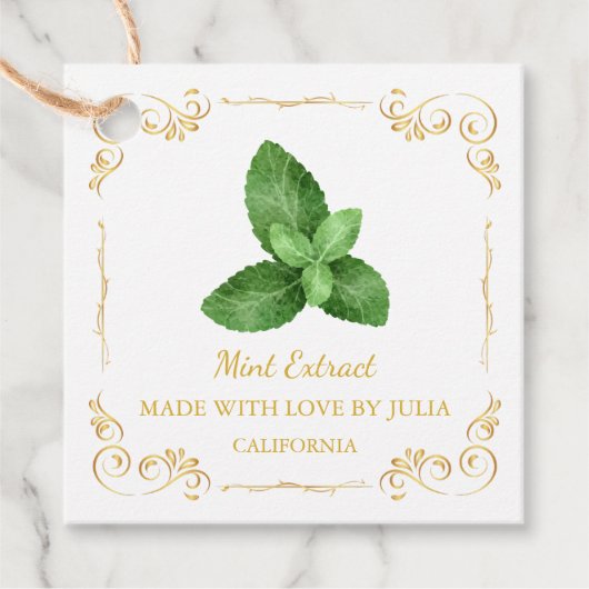 Vintage hausgemachte Minze Extract Square Hang Tag Geschenkanhänger (Vorderseite)