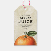 Vintage hausgemachte Orangensaftmarken Geschenkanhänger (Vorderseite)