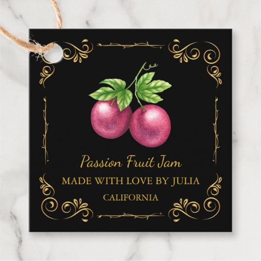 Vintage hausgemachte Passion Fruit Jam Square Hang Geschenkanhänger (Vorderseite)