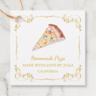 Vintage hausgemachte Pizza Square Hang Tag Geschenkanhänger