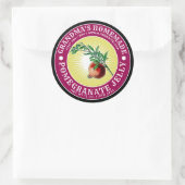 Vintage, hausgemachte Pomegranate-Jelly-Vorlage Runder Aufkleber (Tasche)