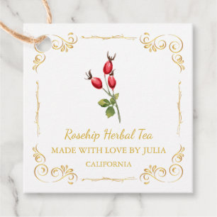 Vintage hausgemachte Rosehip Tea Square Hänge Tag Geschenkanhänger