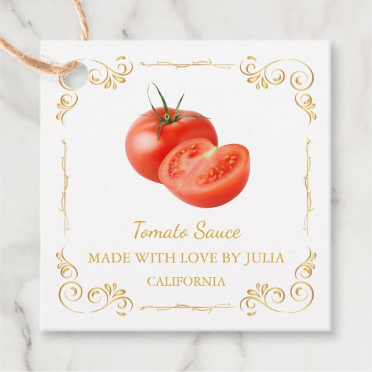Vintage hausgemachte Tomato Sauce Square Hang Tag Geschenkanhänger (Vorderseite)