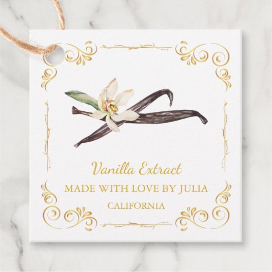 Vintage, hausgemachte Vanilla Extract Square Hang Geschenkanhänger (Vorderseite)