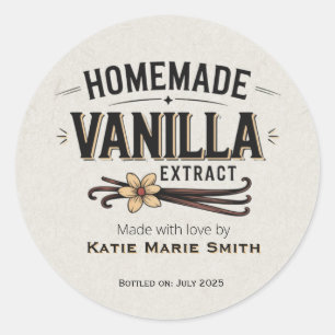 Vintage hausgemachte Vanilla Extrahierung Runder Aufkleber