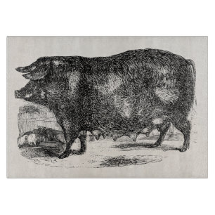 Vintage Hausschweine Ferkel personalisierte Tiere Schneidebrett