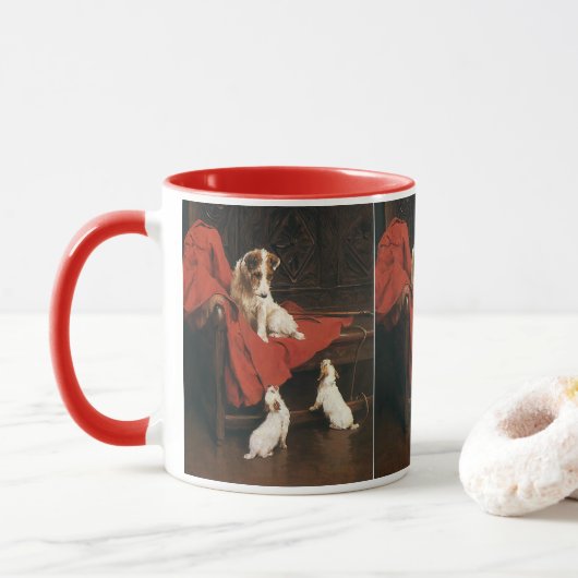 Vintage Haustiere, Jack Russel Terrier Hunde Tasse (Mit Donut)
