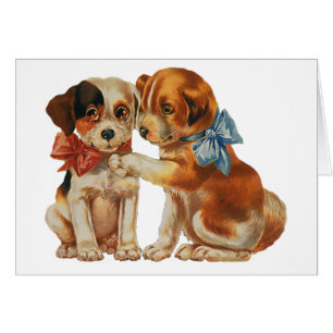Vintage Haustiere, Welpen, Liebe mit Bogen