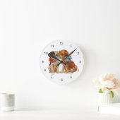 Vintage Haustiere, Welpen, Liebe mit Bogen Runde Wanduhr (Zuhause)