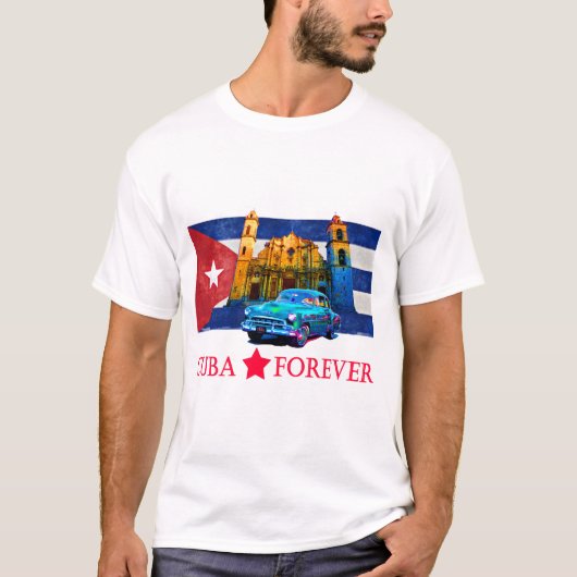 Vintage Havana Kuba Flag Classic Car T-Shirt (Vorderseite)