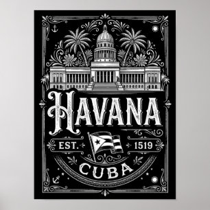 Vintage Havanna Kuba Kubanische Reise Erbstück Poster