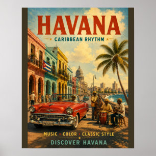 Vintage Havanna-Reiseposter mit klassischen Autos Poster