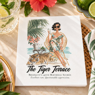 Vintage-Havanna-Tropical-Tiger-Cocktail-Geburtstag Serviette