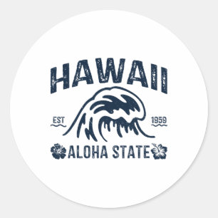 Vintage Hawaii Aloha-Staat-Welle-Surf-Hawaiianisch Runder Aufkleber