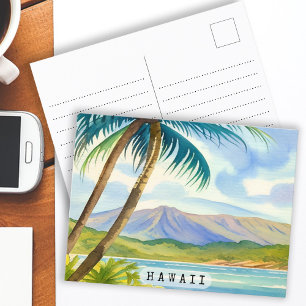 Vintage Hawaii Aquarell Reise Postkarte