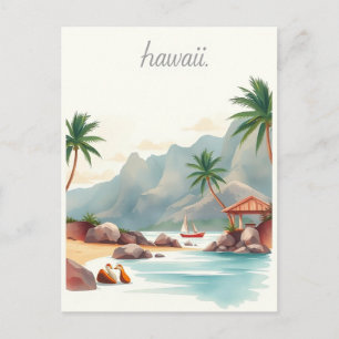 Vintage Hawaii Aquarell Reiseillustration Postkarte