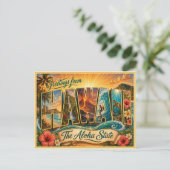 Vintage-Hawaii-Gruß von Postkarte (Stehend Vorderseite)
