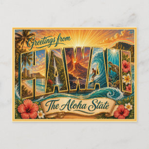Vintage-Hawaii-Gruß von Postkarte