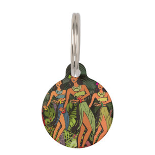 Vintage Hawaii Hula Tänzer Retro Tiki Palme Tiernamensmarke