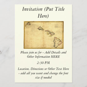 Vintage-Hawaii-Karte von 1837 - Hawaiianische Ins Einladung
