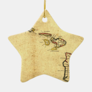 Vintage-Hawaii-Karte von 1837 - Hawaiianische Ins Keramikornament