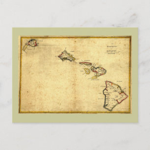 Vintage-Hawaii-Karte von 1837 - Hawaiianische Ins Postkarte
