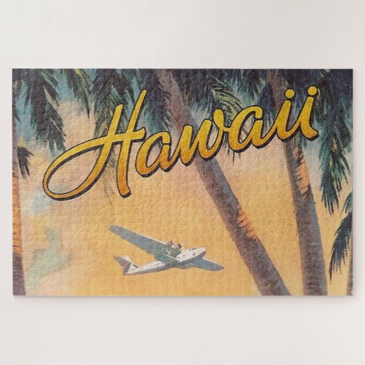 Vintage Hawaii Reiseroute Illustration Art Puzzle (Horizontal)