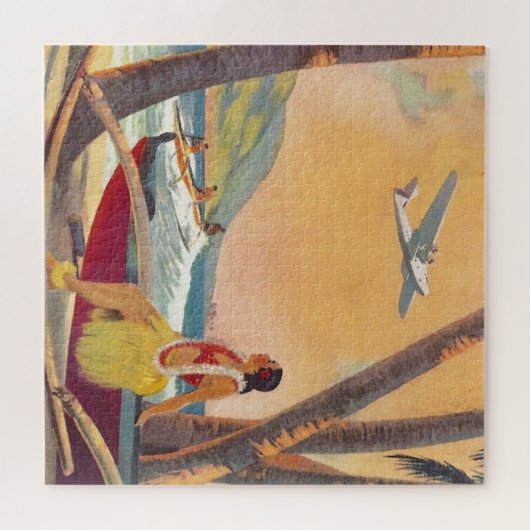 Vintage Hawaii Reiseroute Illustration Art Puzzle (Horizontal)