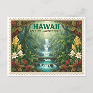 Vintage Hawaii Road to Hana Maui Wasserfall Reise Postkarte