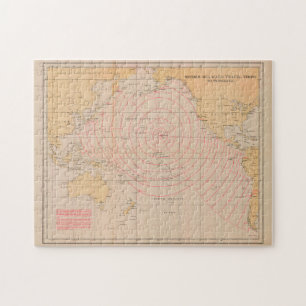 Vintage Hawaii Seismic Tsunami Wave Map (1947) Puzzle