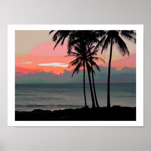 Vintage Hawaii-Sonnenuntergang Poster (Vorne)