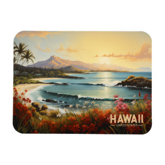 Vintage-Hawaii-Strand-Tropisches-Paradies-Gemälde Magnet