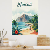 Vintage Hawaii Travel Illustration Poster (Küche)