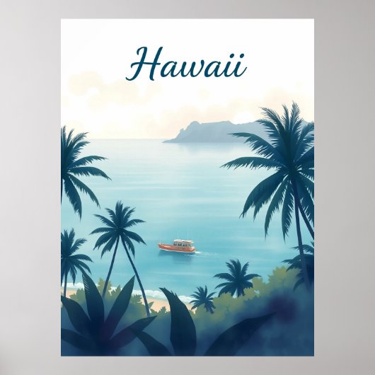 Vintage Hawaii Travel Illustration Poster (Vorne)