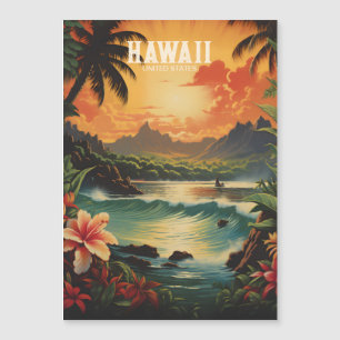 Vintage-Hawaii-Tropenstrand-Reiseillustration Magnetkarte