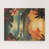 Vintage Hawaii Tropical Beach Travel Illustration Puzzle (Horizontal)