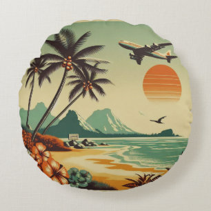 Vintage Hawaii/Tropisch Rundes Kissen