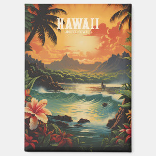 Vintage Hawaii Tropische Strand-Reiseillustration Magnet
